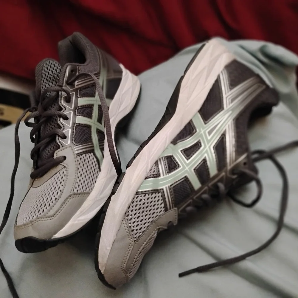 ASICS GEL-Contend 4 Running Shoes Women 9.5 Gray Mint Green Mesh Athletic